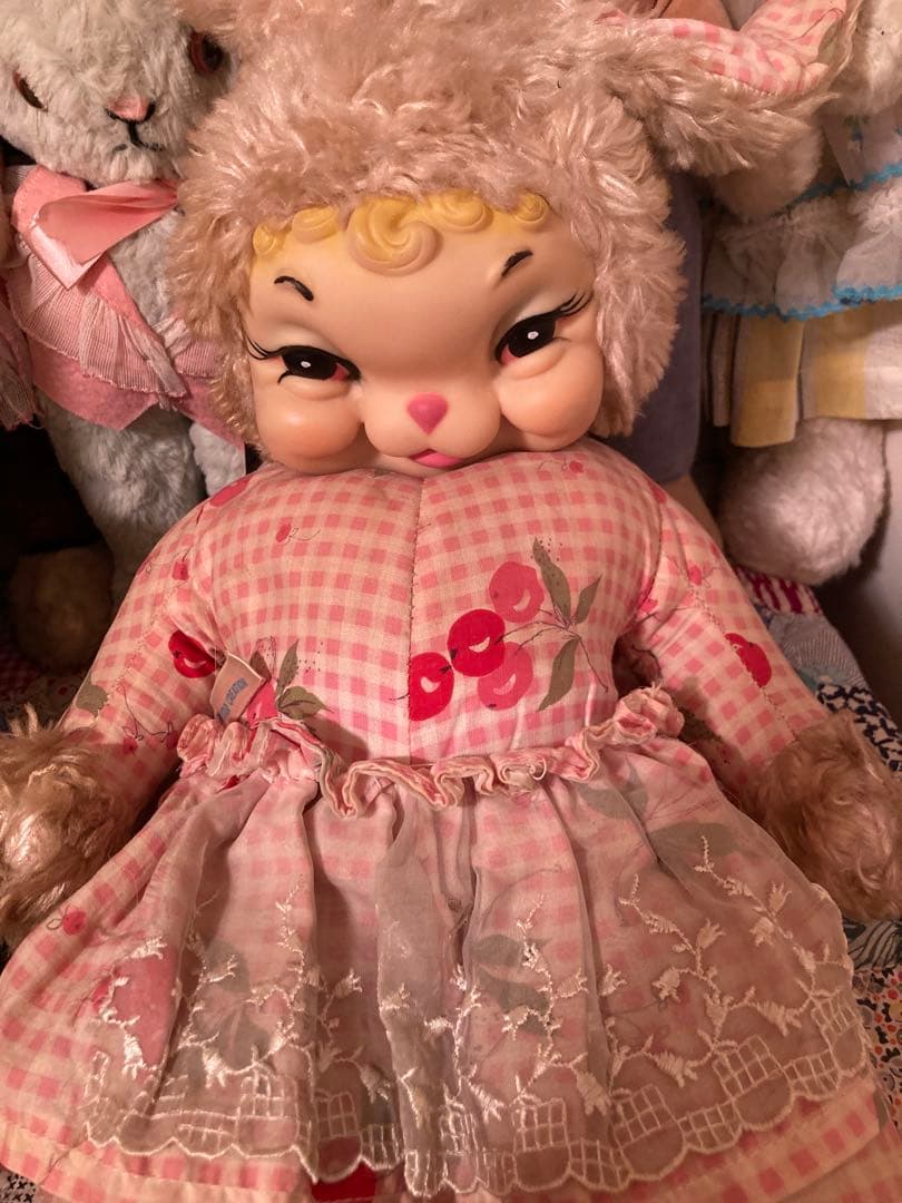 Rushton Company大きなラバーフェイスバニー RUSHTON Company Vintage Rubber Face Plush Yellow Bunny Rabbit w