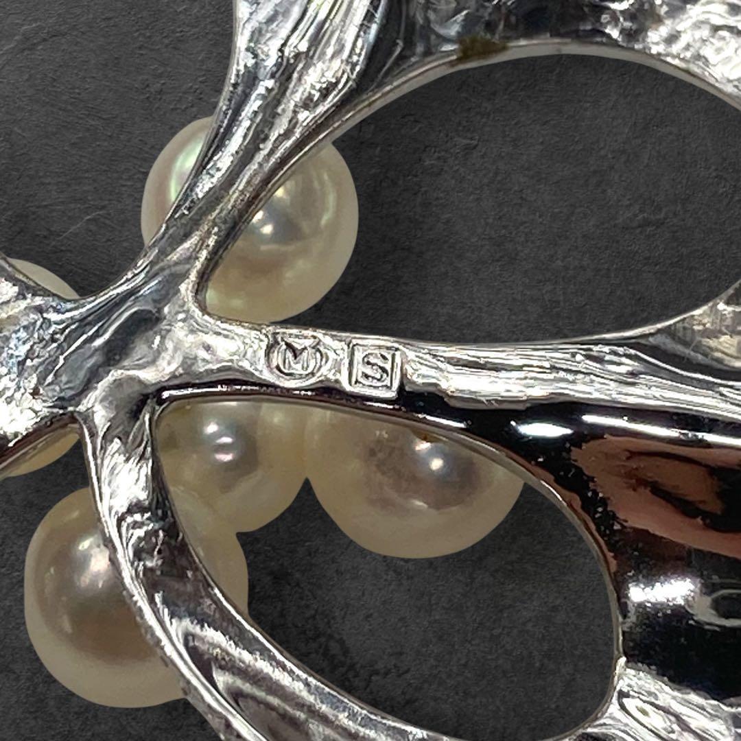 ミキモト ブローチ アコヤ 本真珠 約7mm 5粒リーフモチーフ パール 287