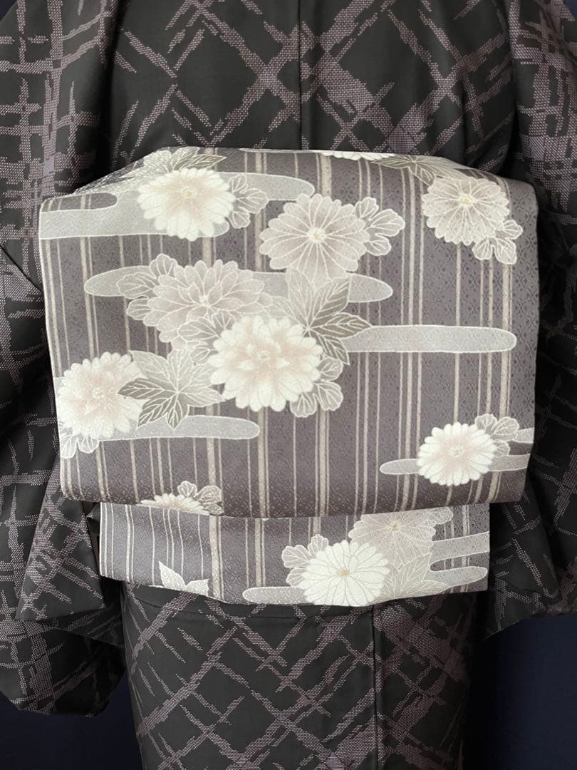 本場大島紬・名古屋帯セット】 スタイリッシュ 本泥染め9マルキ 吉祥文