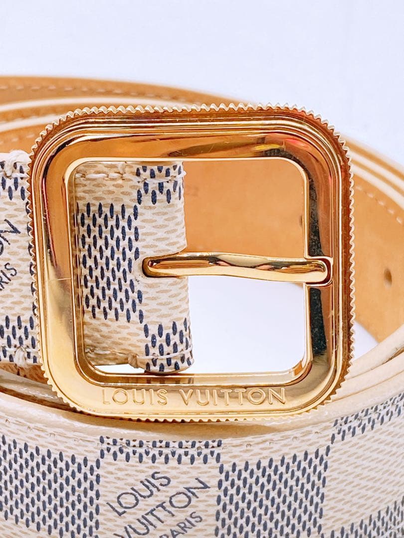 ヴィトン ベルト ダミエ アズール 95/38 白 M9730 サンチュール ①