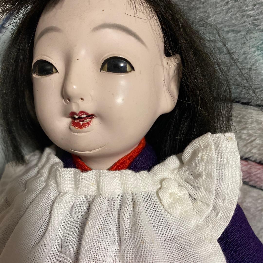 市松人形 小さい 6号 大正時代 女の子 江戸縮緬着物