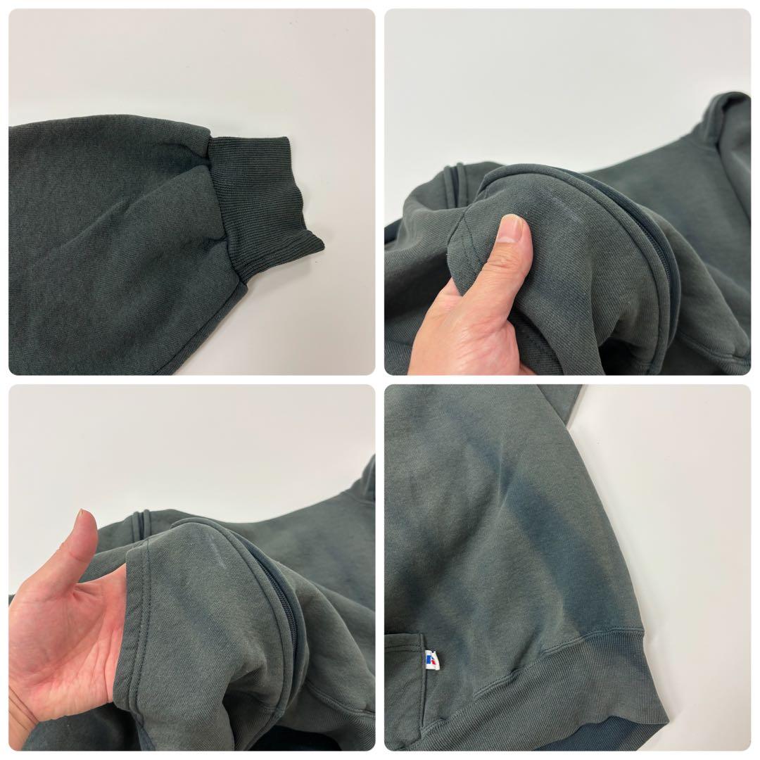 90s ラッセル 鬼 フェード 無地 フル ジップ スウェット パーカー XXL