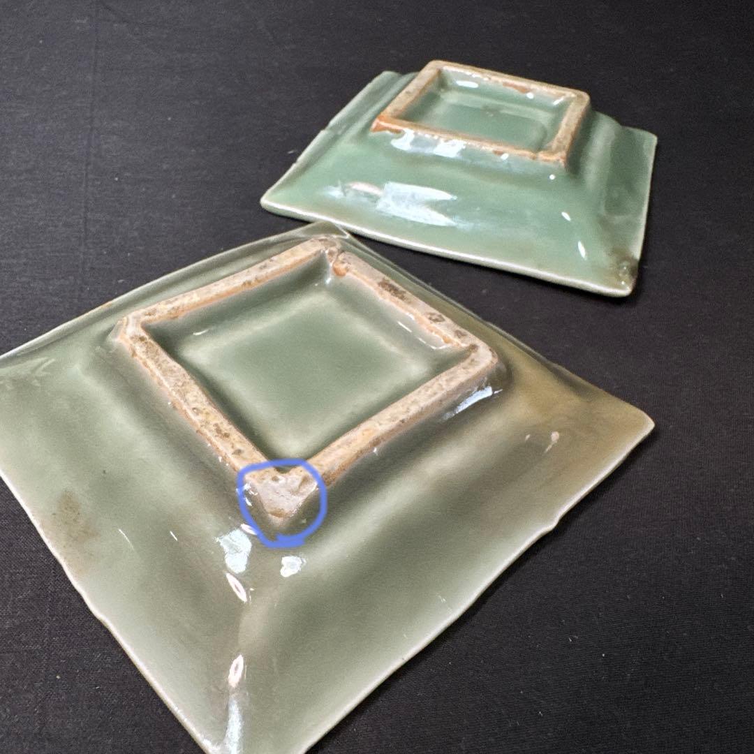 G26 送料無料 三田青磁 鹿の図 角皿 2枚 古美術 和骨董 - メルカリ