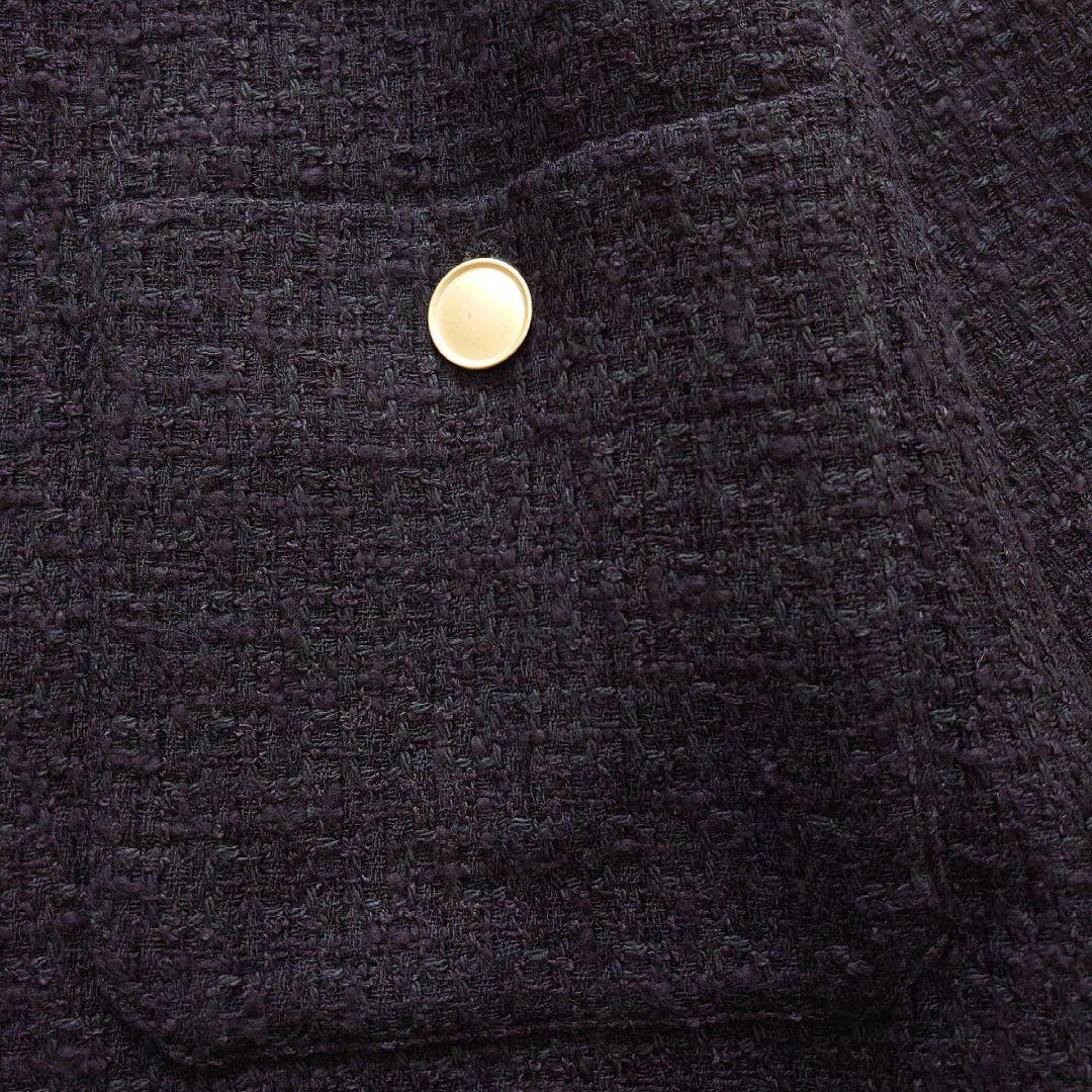 グリーンレーベルリラクシング/ツイード ノーカラー ジャケット 金