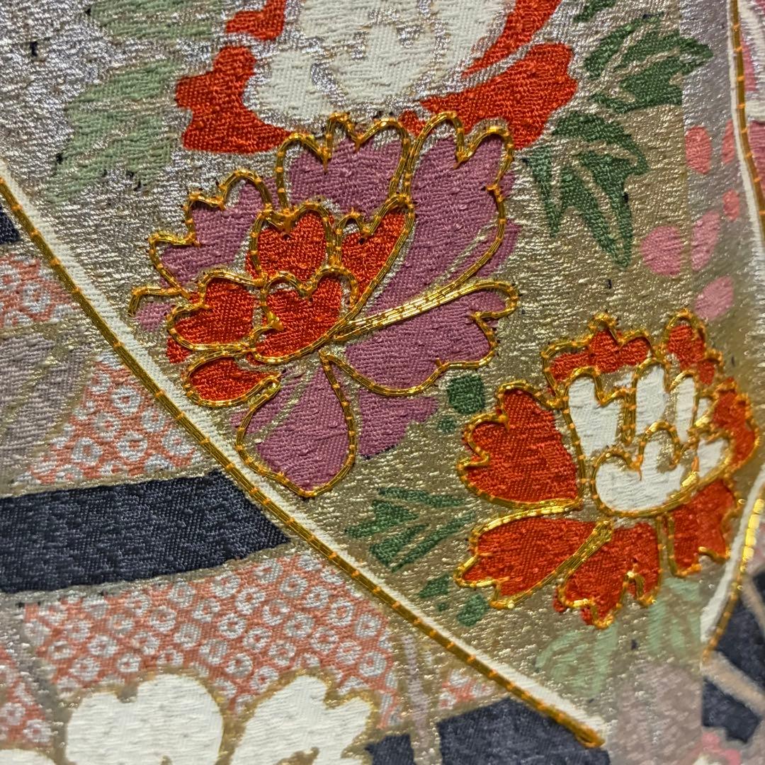 D233 訪問着 枝垂れ桜 金彩 正絹 着物 袷 しつけ糸付き未使用極美品