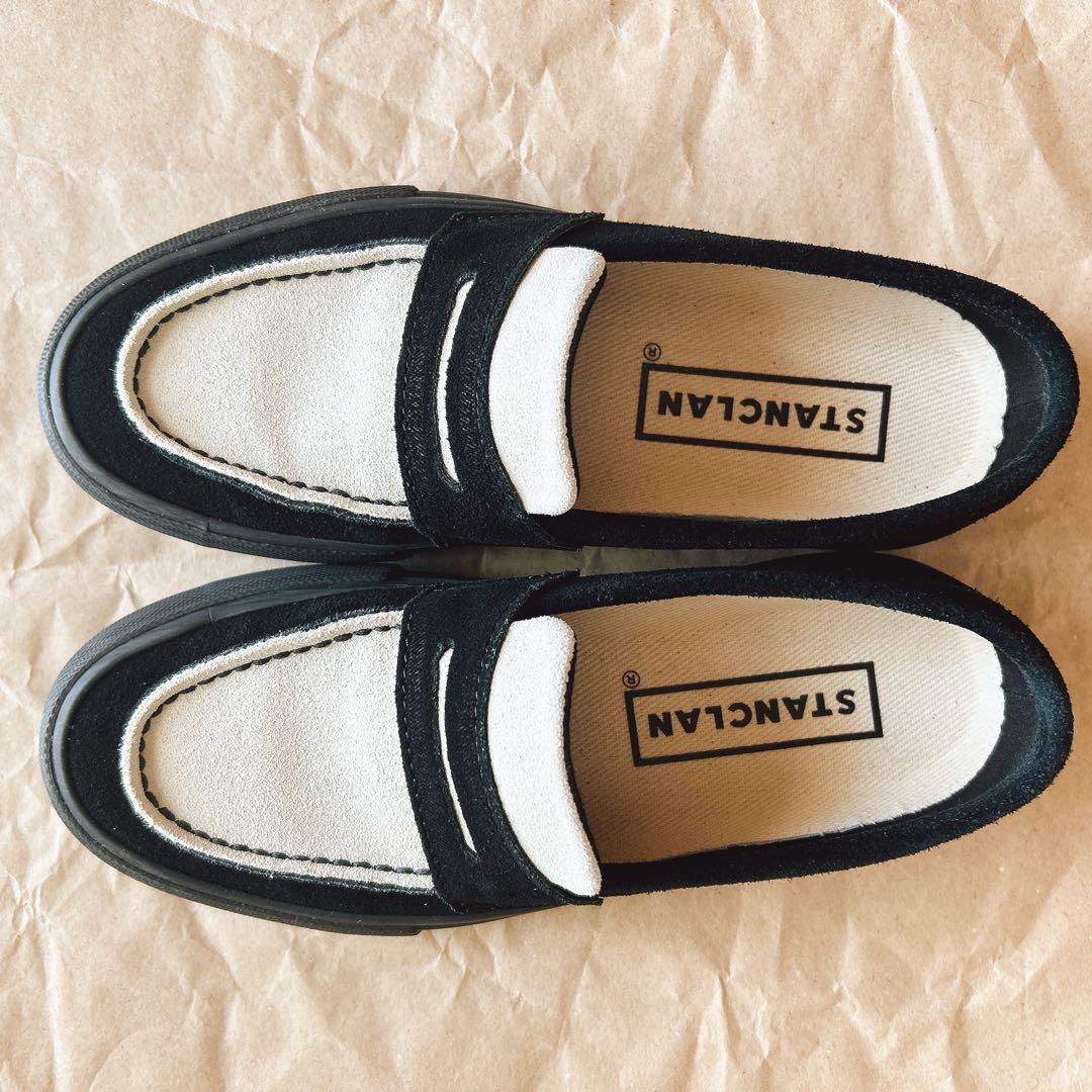STANCLAN ブラック/ホワイト ローファー STANCLAN（スタンクラン） スリッポン 「STANCLAN」PENNY Suede Black