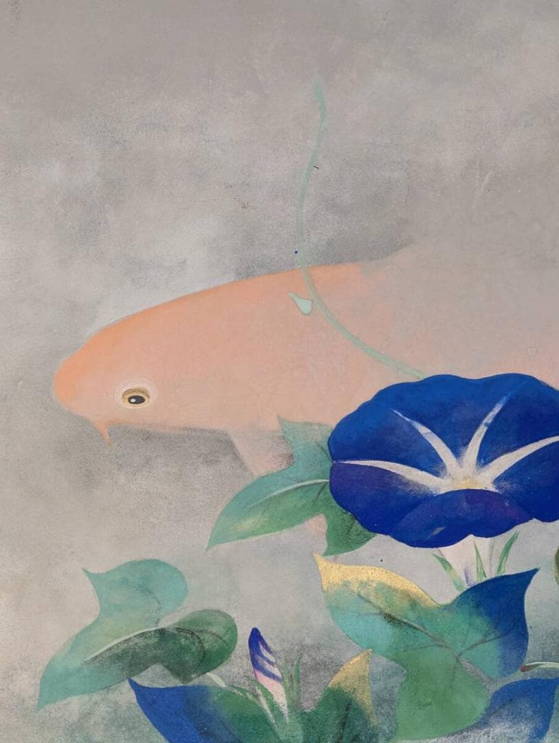 五十嵐吉彦の水彩画 【真作】絵画 五十嵐清徳 日本画8号 朝顔 涼やかな