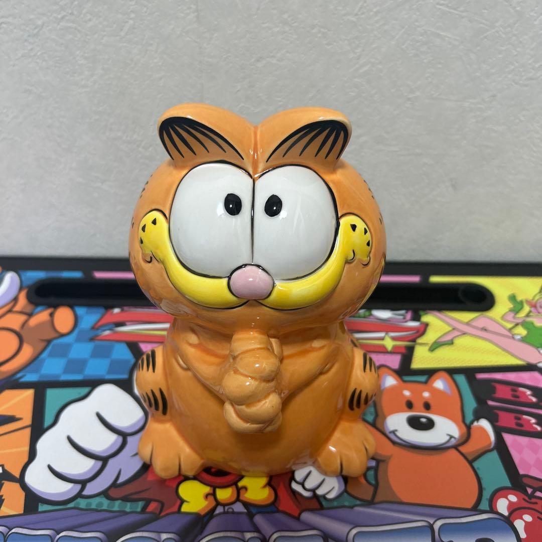 お願いガーフィード貯金箱　陶器貯　1998年制 ガーフィールド/Garfield】ガーフィールド フェイス 陶器製 貯金箱