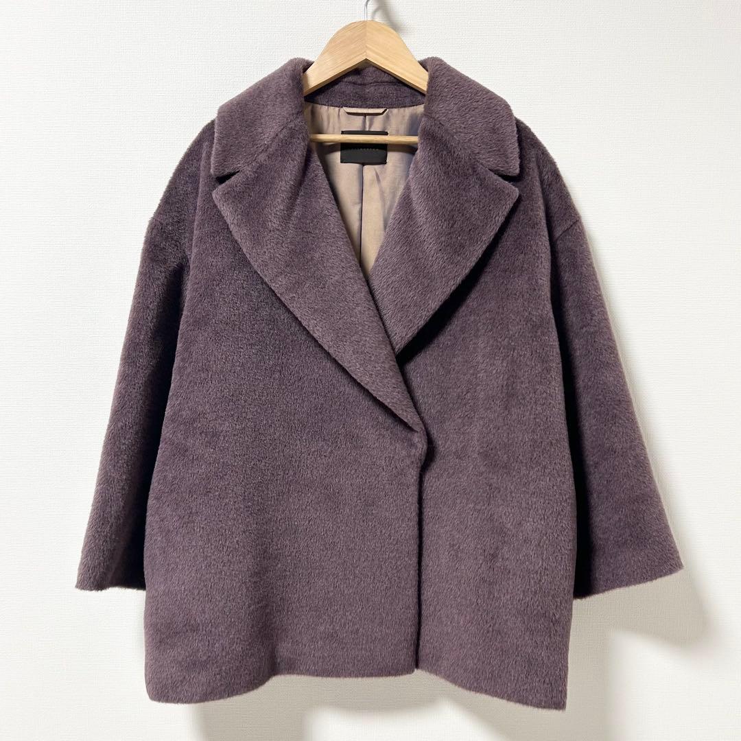 TOMORROWLAND スーパーファインアルパカ ショートコート　パープル スーパーファインアルパカ ショートコート | maison TOMORROWLAND