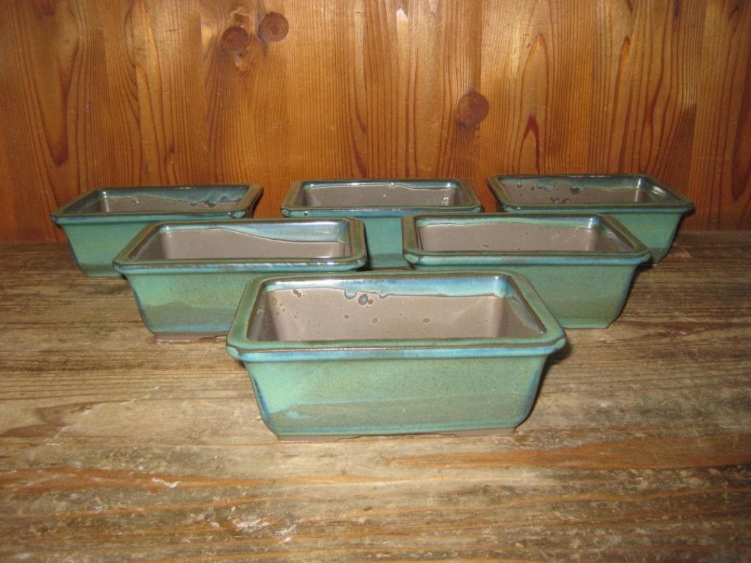 盆栽鉢 エメラルドグリーングラデーション16cmx 11cm 未使用長期保管品