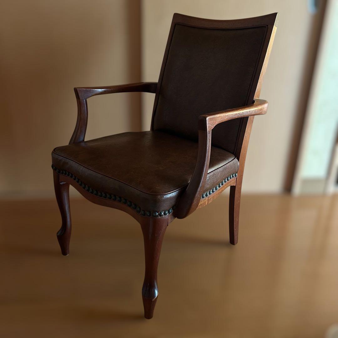 maruni アンティーク調 木製チェア 本革風 クラシック 椅子 maruni アンティーク調 木製チェア 本革風 クラシック 椅子