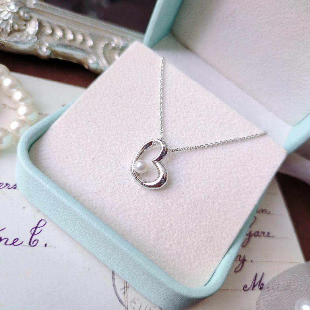 田崎真珠 TASAKI SILVER オープンハート パールペンダントネックレス