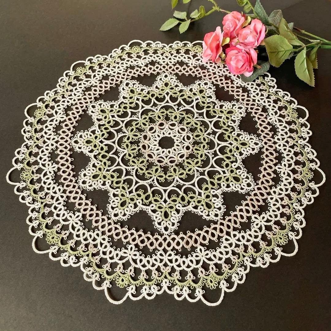タティングレース ドイリー レース編み ハンドメイド 32.5cm - メルカリ