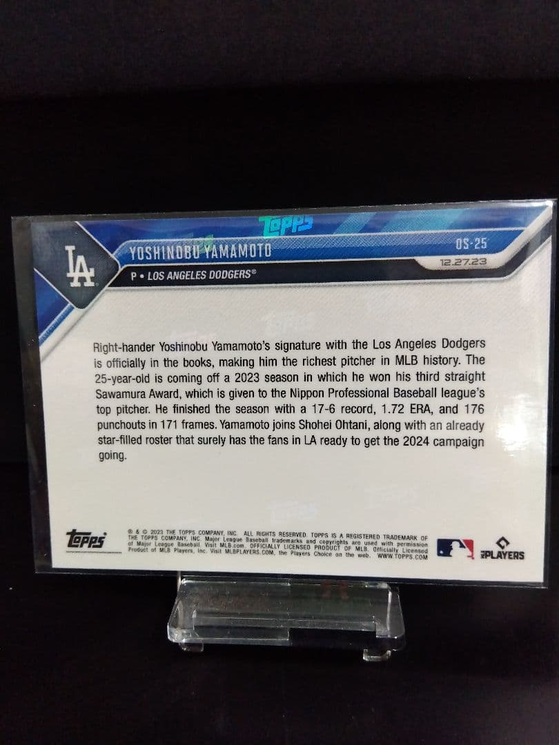 山本由伸 2024 TOPPS NOW ドジャース 入団会見 RC - メルカリ