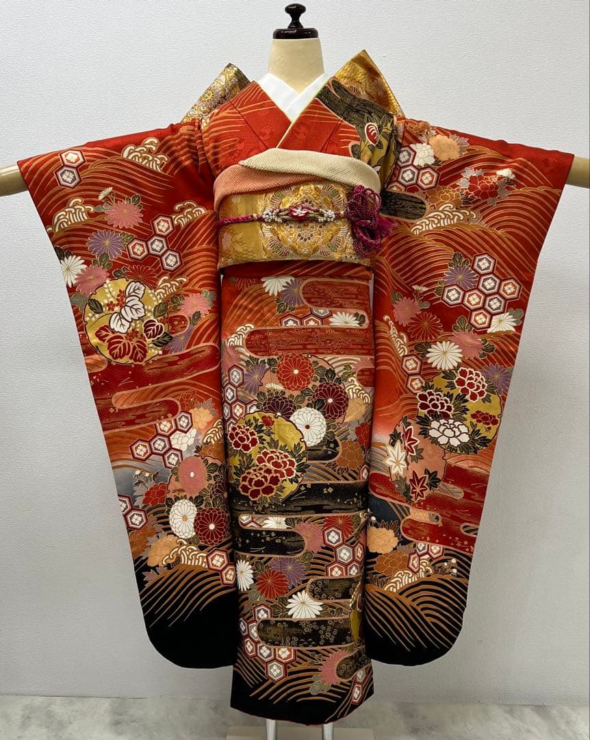 振り袖 フルセット 長襦袢 金彩加工 刺繍入り ますいわ屋 重ね襟付き