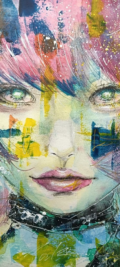 美人画 水彩 抽象 現代アート ポップアート 手描き イラスト 原画 art