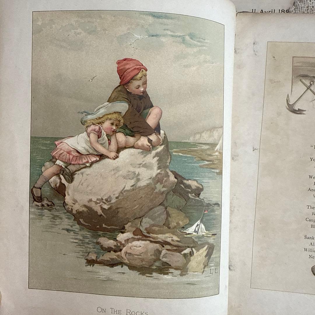 稀少1886年 美しいアンティーク絵本ヴィクトリアン洋書ジャンク