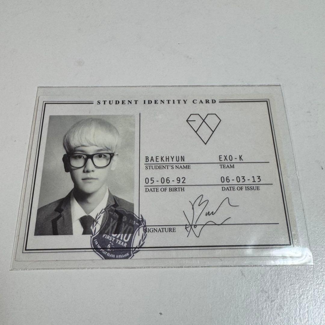 EXO ベッキョン XOXO 学生証 トレカ overdose ベクヒョン - メルカリ
