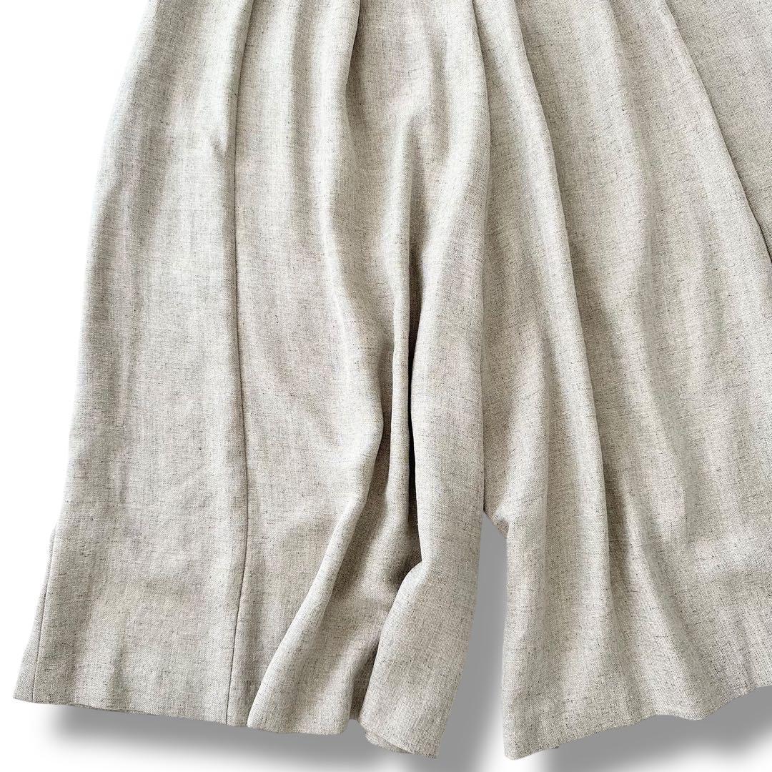 新品 ビアズリー 麻調合繊 前後パンツ 2way ガウチョ ベージュ