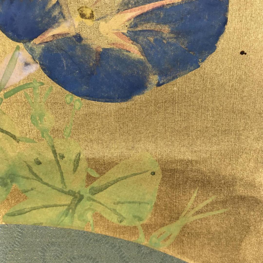 真作/庄田鶴友/朝顔図/花図/夏の花図/夏の掛軸/扇面/掛軸☆宝船☆AH