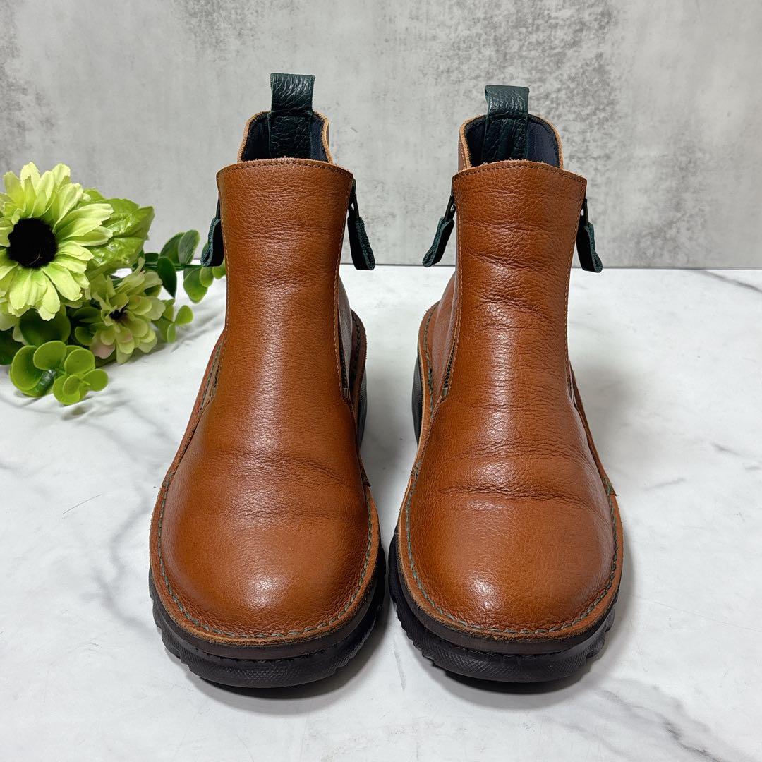 極美品 JSハートレーベル ショートブーツ シボ革 コンフォート ダブル