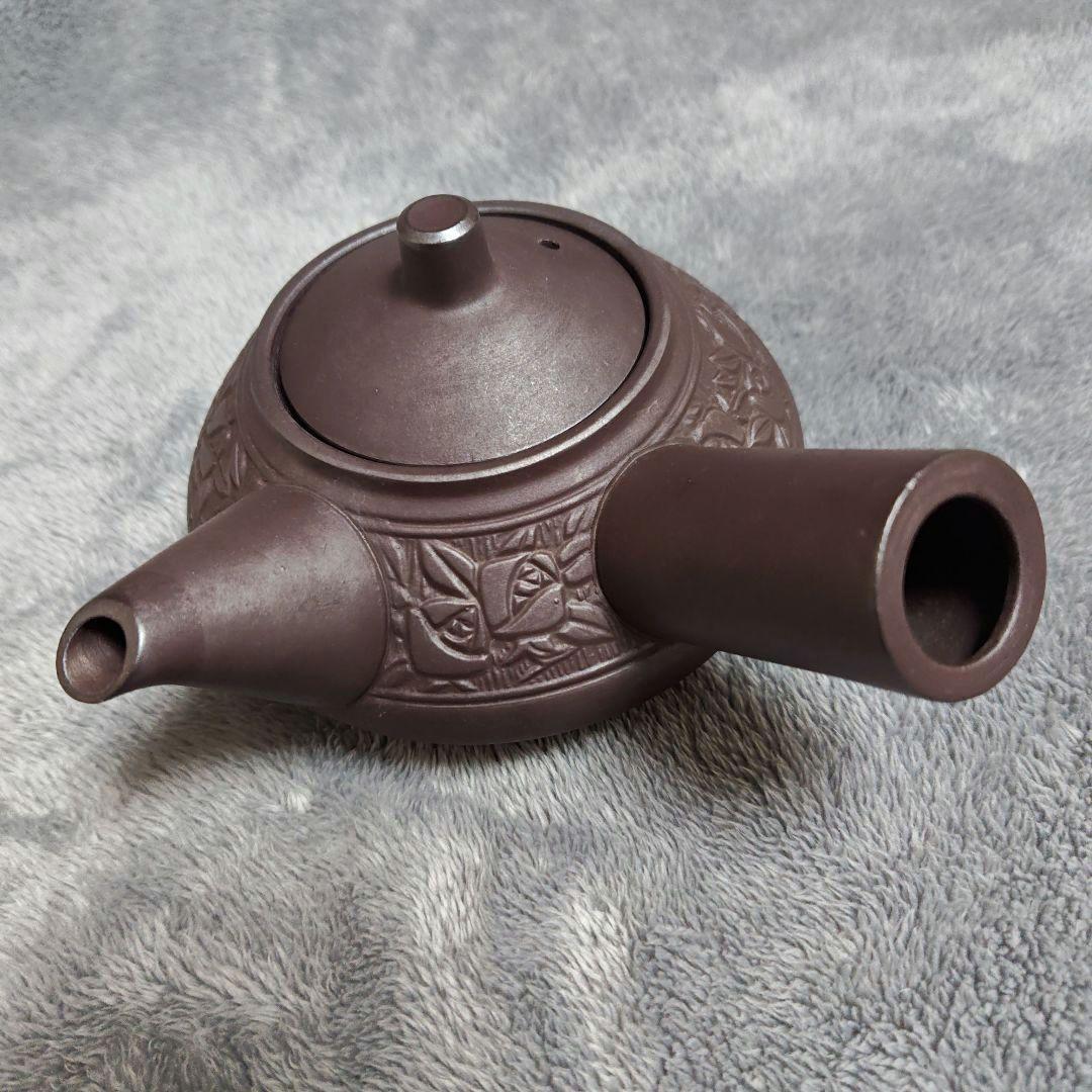 急須 萬古焼（ばんこやき）骨董品 茶道具 アンティーク 茶器 彫刻 骨董