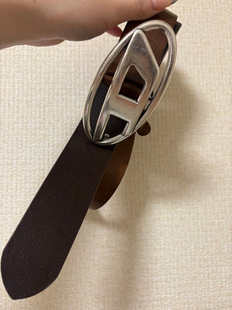 DIESEL レザーベルト　即日発送可 メンズ レザーベルト DIESEL LOGO B-BISCOTTO OUTLINE（ベルト