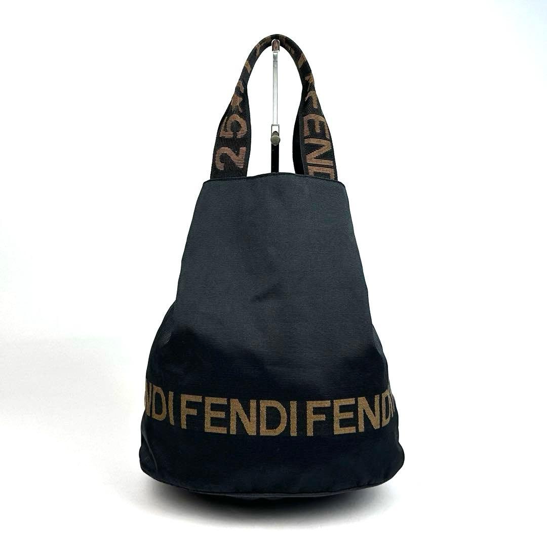 美品】フェンディ ロゴライン ハンドバッグ FF ナイロンキャンバス