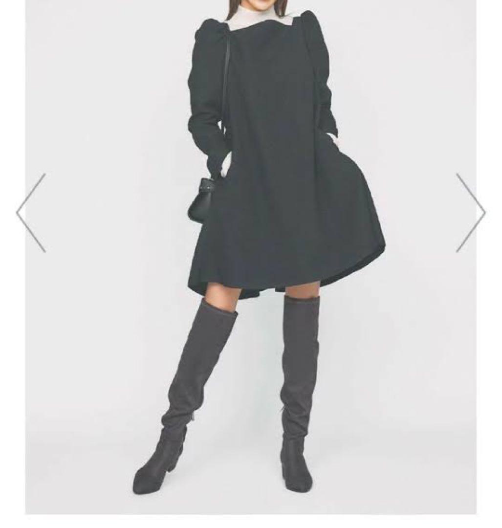 CELFORD ふくれジャガードワンピース 長袖 スクエアネック 36黒 - メルカリ