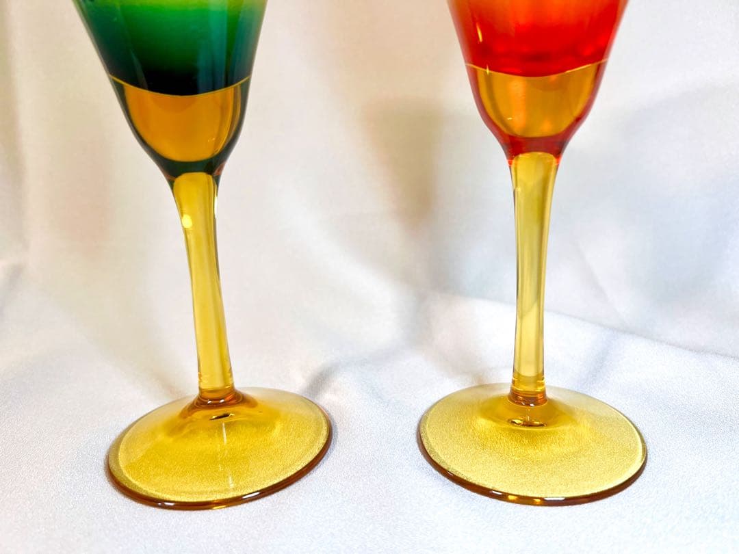 鸛《美品》現代の名工 黒木国昭 綾工房 ワイングラスペア＆ぐい呑みペア切子ガラス