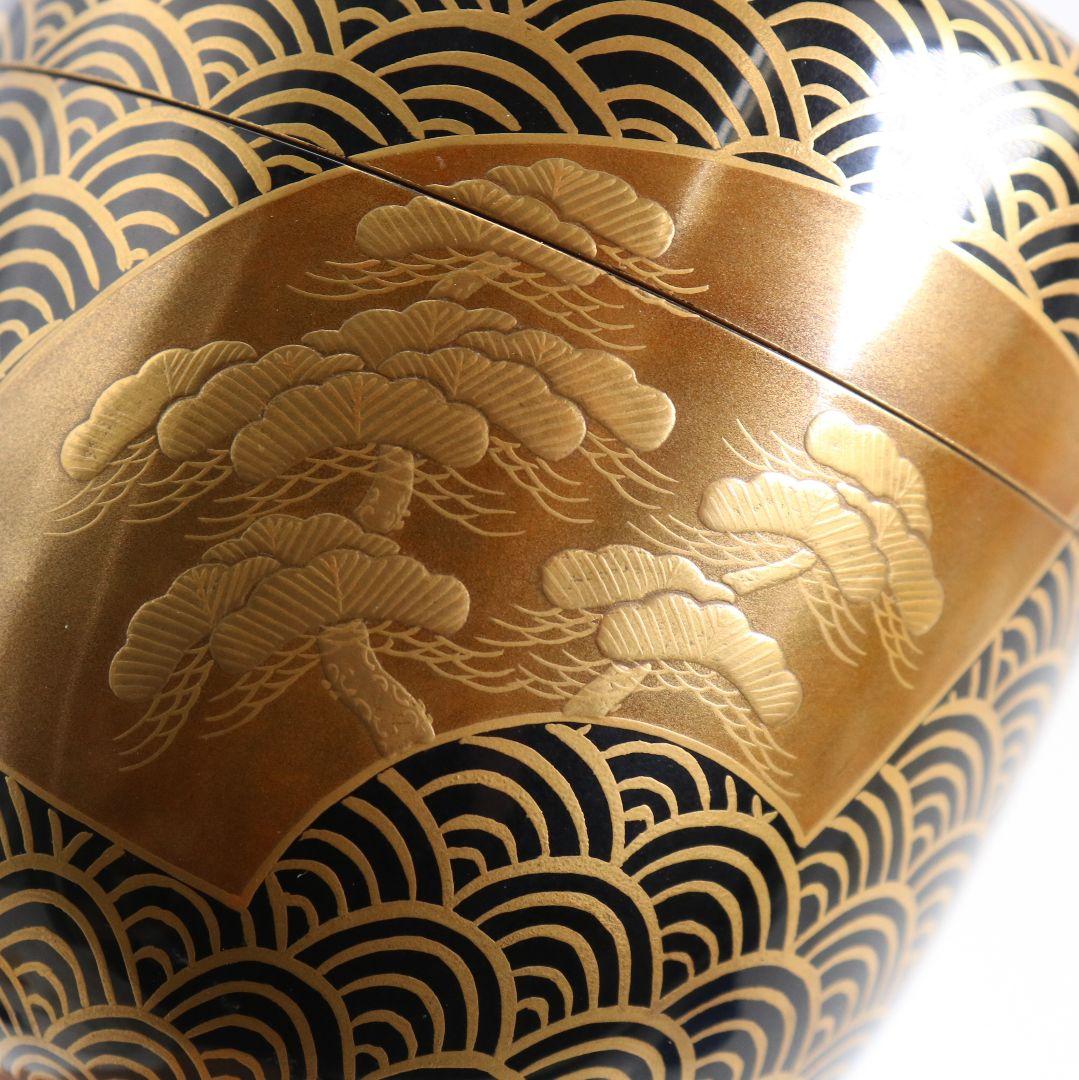 Gojyo様専用 青海波に五君子蒔絵 中棗 松竹梅 内金梨子地 茶道具 M881