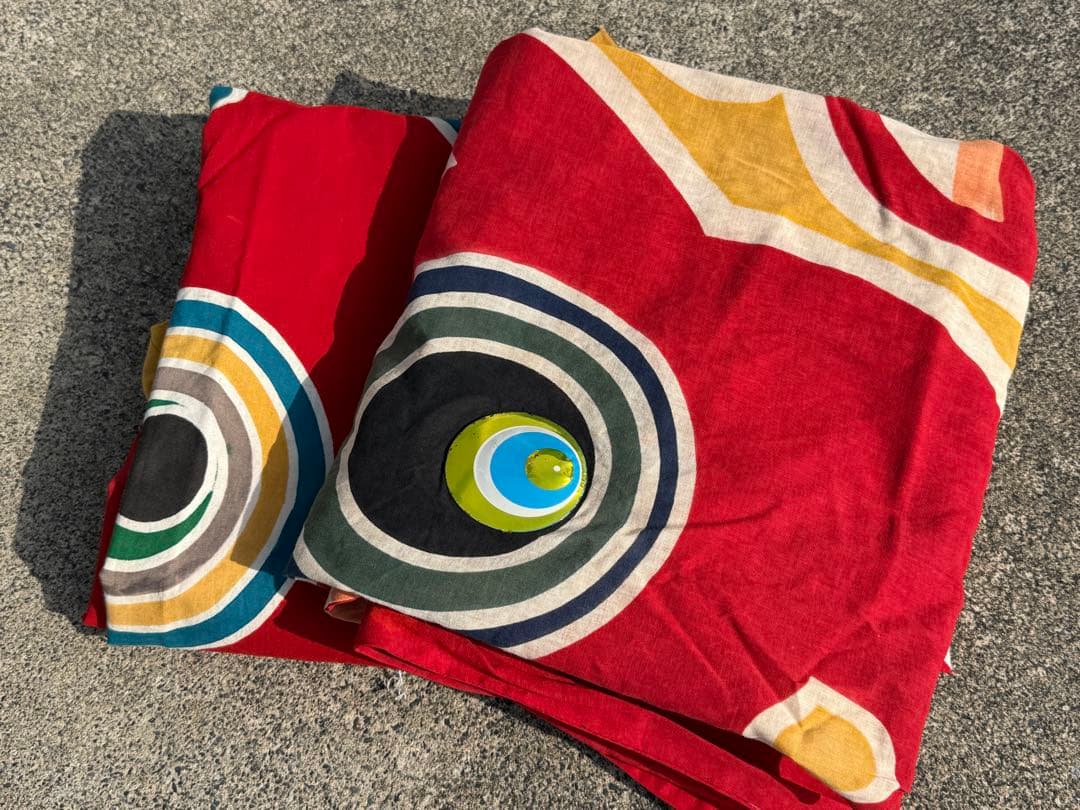 古布 木綿 鯉のぼり 赤 2点 4m 2.7m こいのぼりリメイク素材