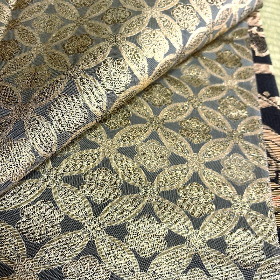 正絹　袋帯【金華山織】《波　吉祥うさぎ》