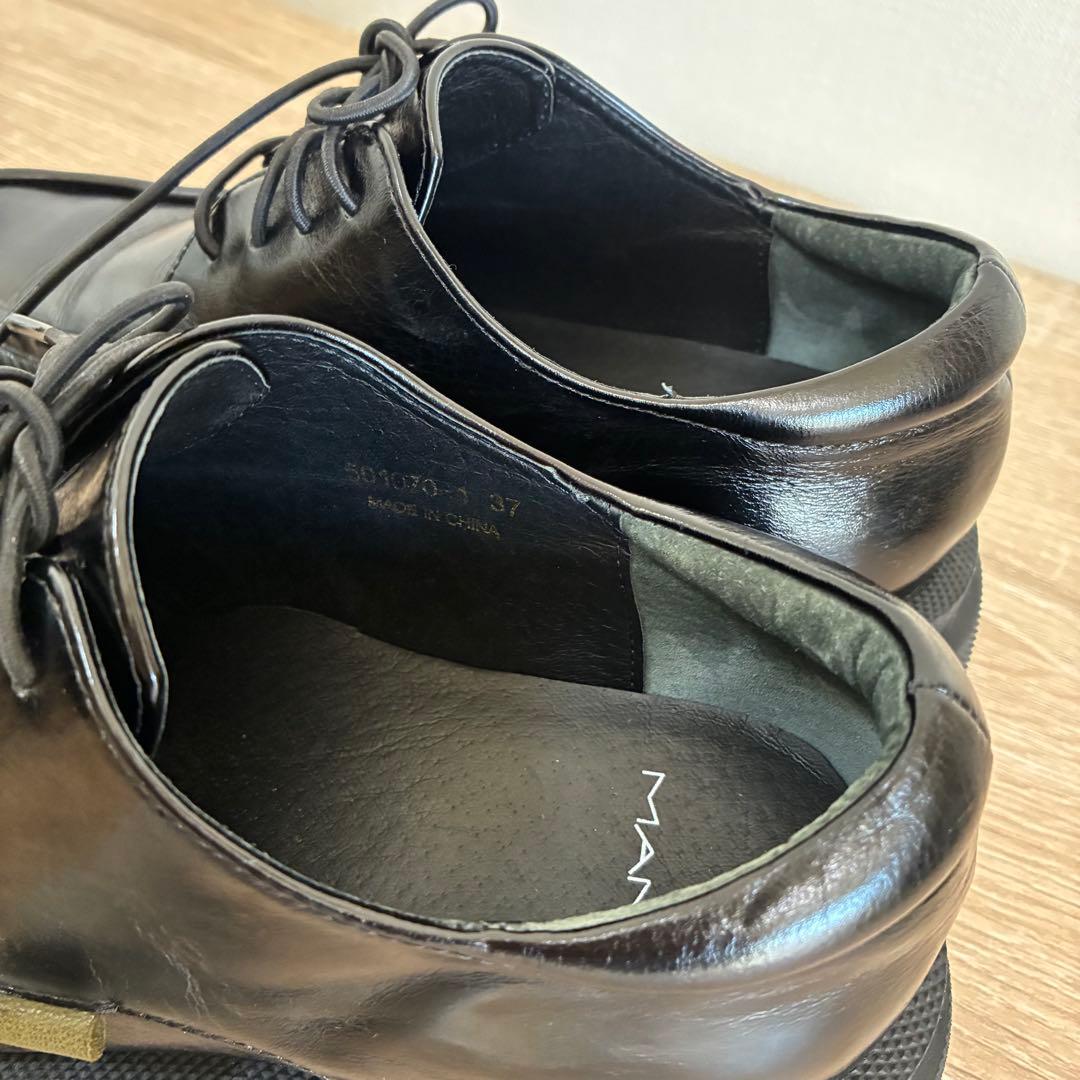 MANA マナ 23.5cm レースアップ ローファー 厚底 ブラック