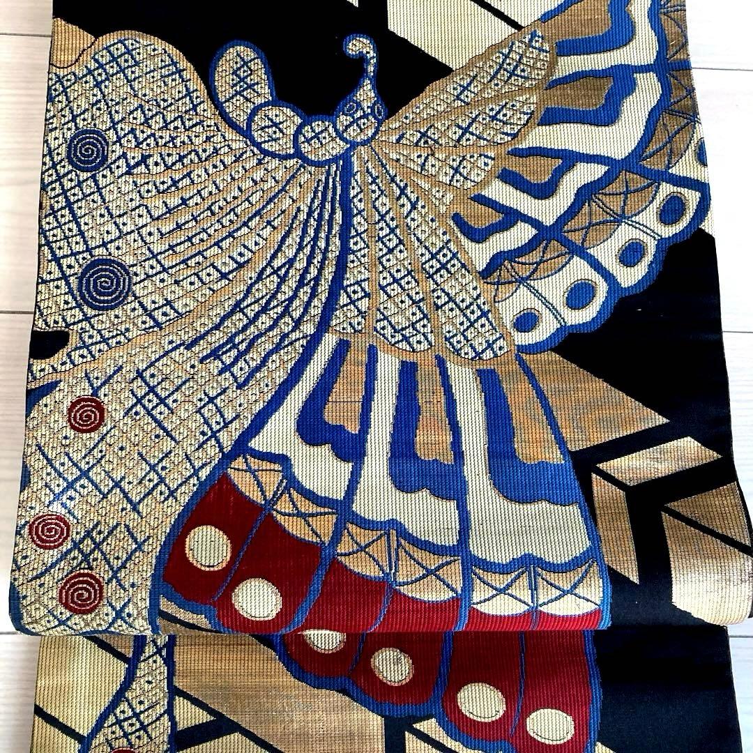 アンティーク京袋帯　蝶々の織り出し　大正ロマン　上質　正絹　No.2-26