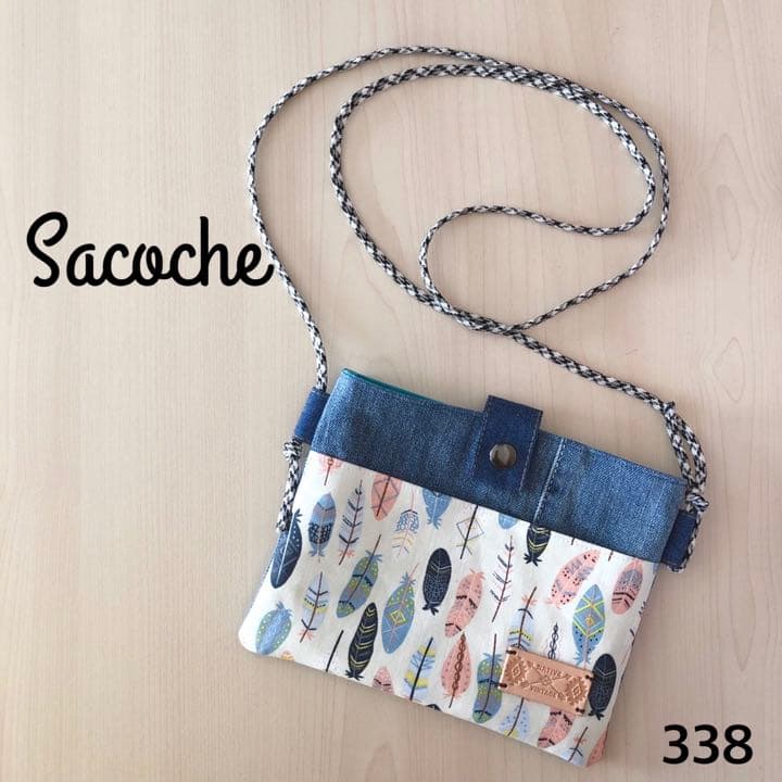 338.デニムリメイク❤︎サコッシュ 携帯ポーチ - メルカリ