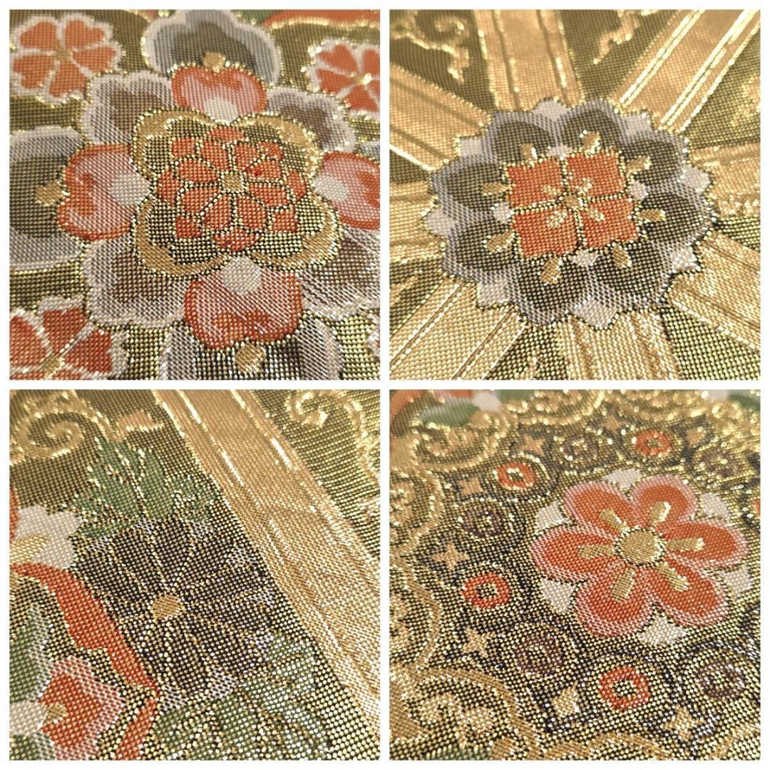 A5 正倉院文様 金糸 華文 花菱 唐草唐花 椿 六通 正絹 フォーマルな