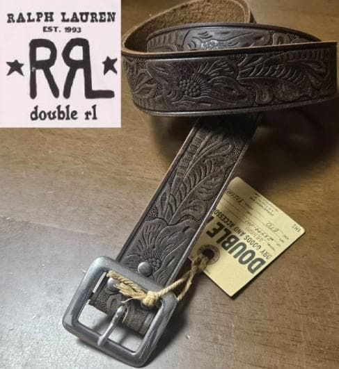 【新品未使用】RRL アメリカンヴィンテージエンボス加工 ブラウンベルト34 新品未使用】RRL アメリカンヴィンテージエンボス加工 ブラウンベルト