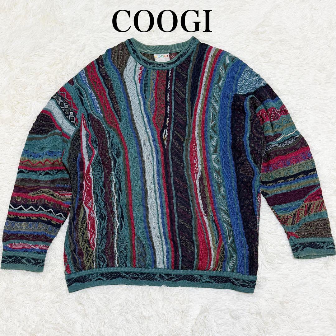 COOGI クージー ニット 3Dニット セーター 厚手 クルーネック XL 90's COOGI 3D Knit Sweater S / クージー 3Dニット ウールセーター
