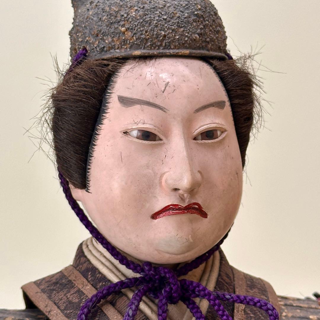 江戸〜明治時代 武者人形 鎧武者座り人形 高さ約32cm 古美術・骨董