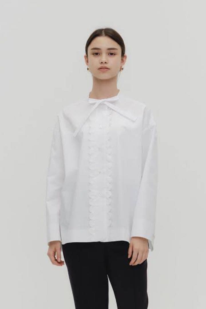 ♡yori♡スカラップリボンブラウス/size36 - メルカリ