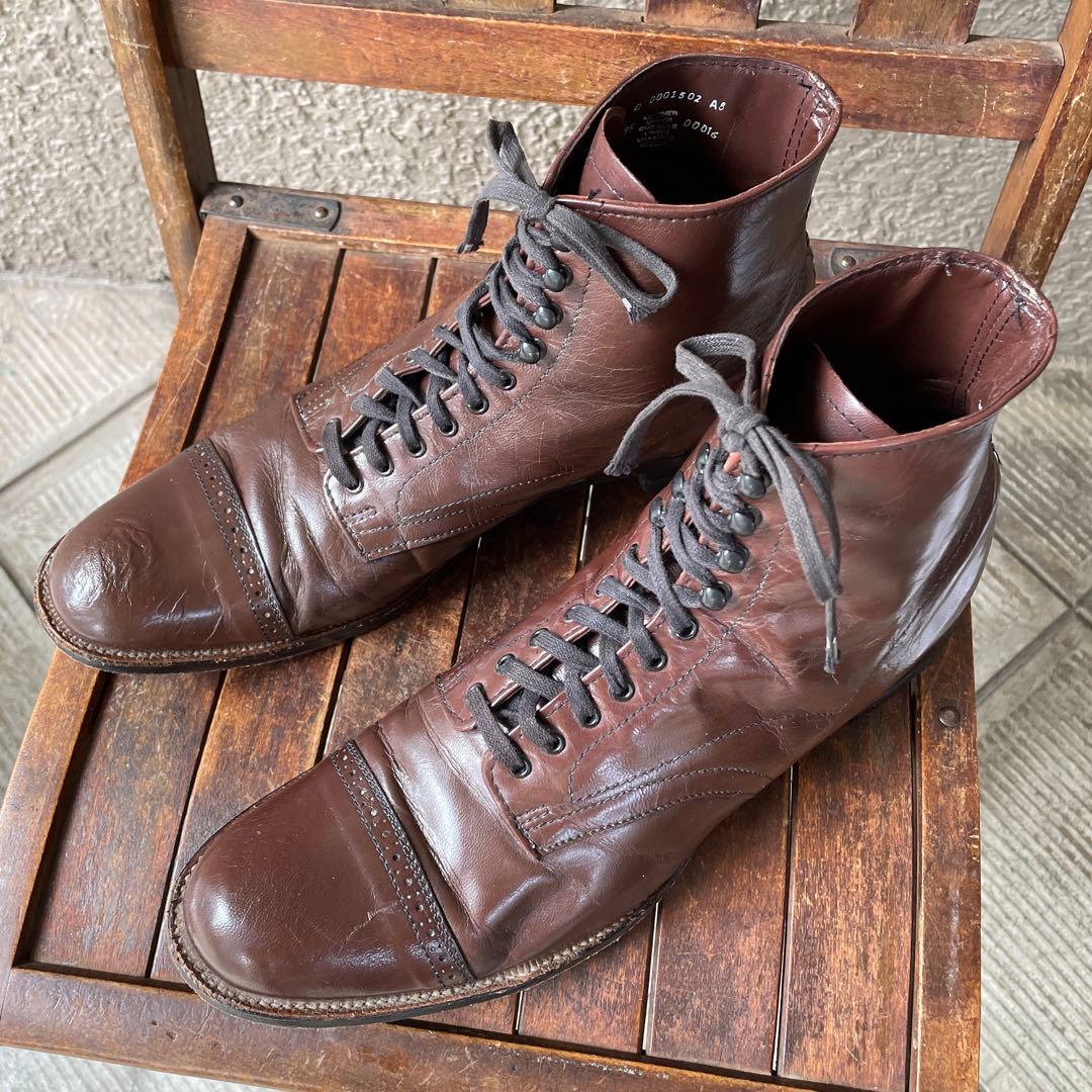 70s USA製ヴィンテージSTACY ADAMS革靴10D白タグレザーシューズ