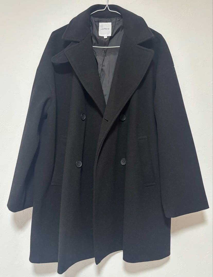 LEPSIM ウーリーダブルミドルコート ブラック - メルカリ
