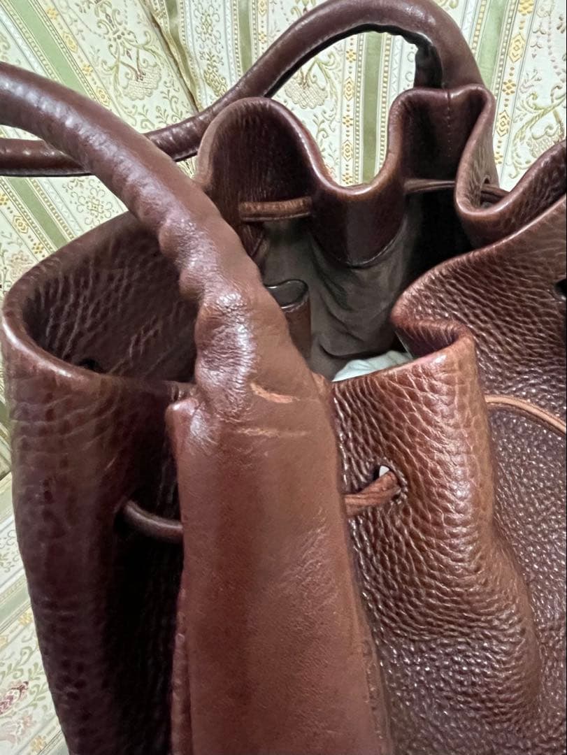 HIROFU ブラウンレザー巾着 バケツ型ショルダーバッグ - メルカリ