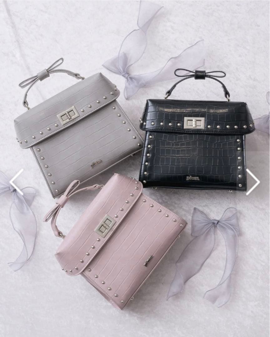 【新品未使用】pium‪‪❤︎‬リボンハンドルクロコバッグ リボンハンドルクロコバッグ – pium