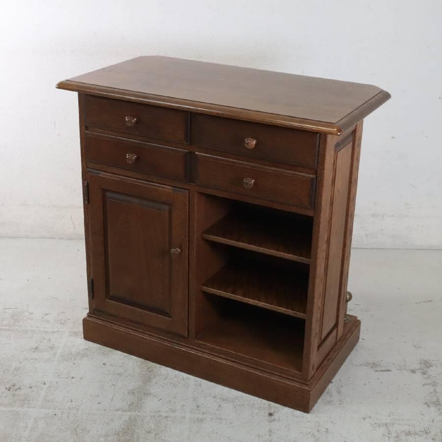 葉山ガーデン オーク材 収納付き カウンターテーブル 幅90cm ホームバー