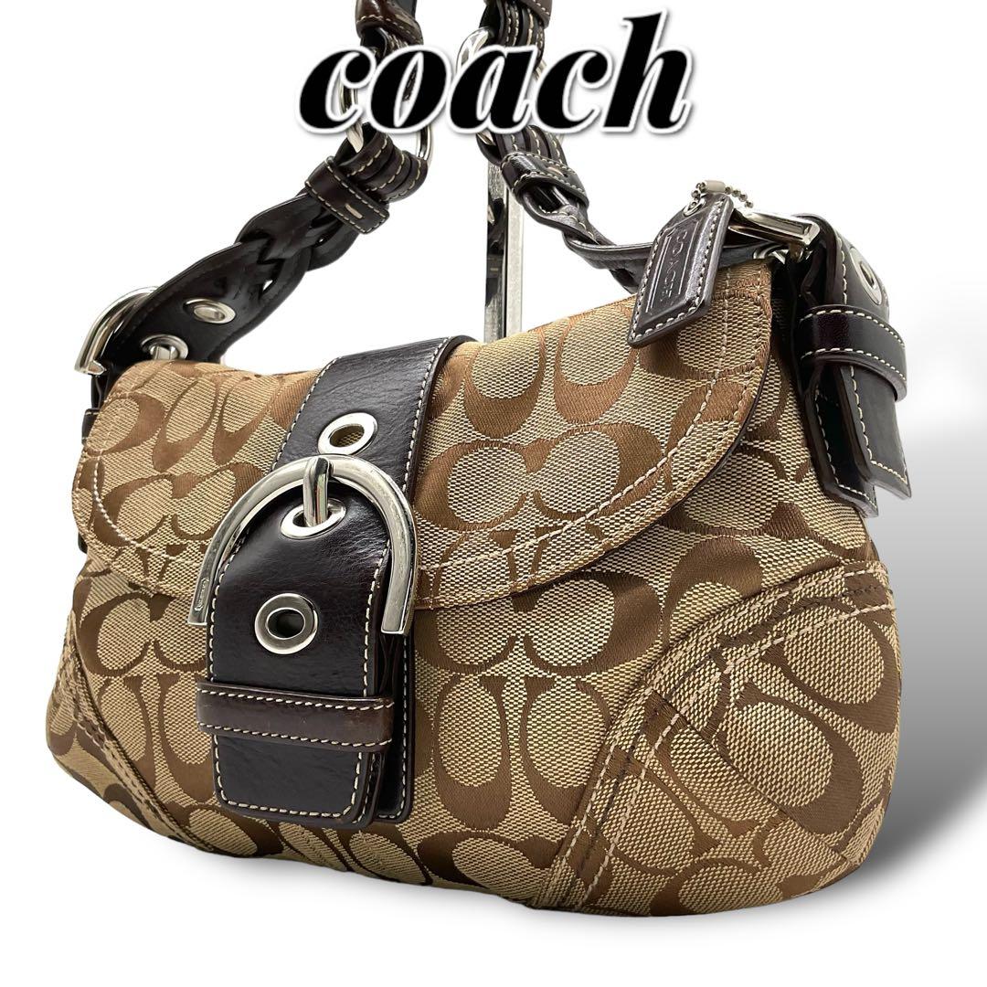 極美品 COACH コーチ ワンショルダーバッグ シグネチャー ソーホー