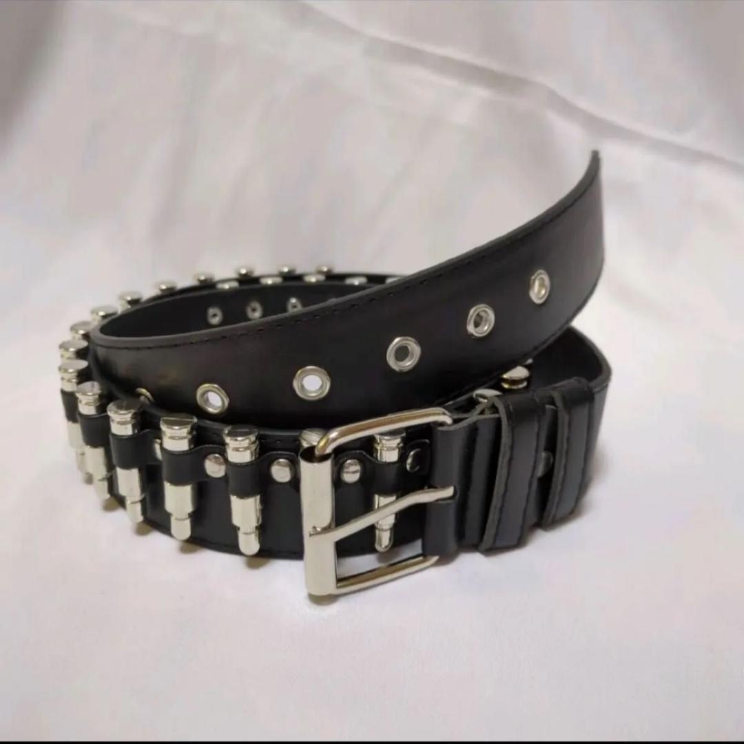 ベルト 弾丸ロック個性的ハードコア パンクヘビメタ V系 Y2K 男女兼用