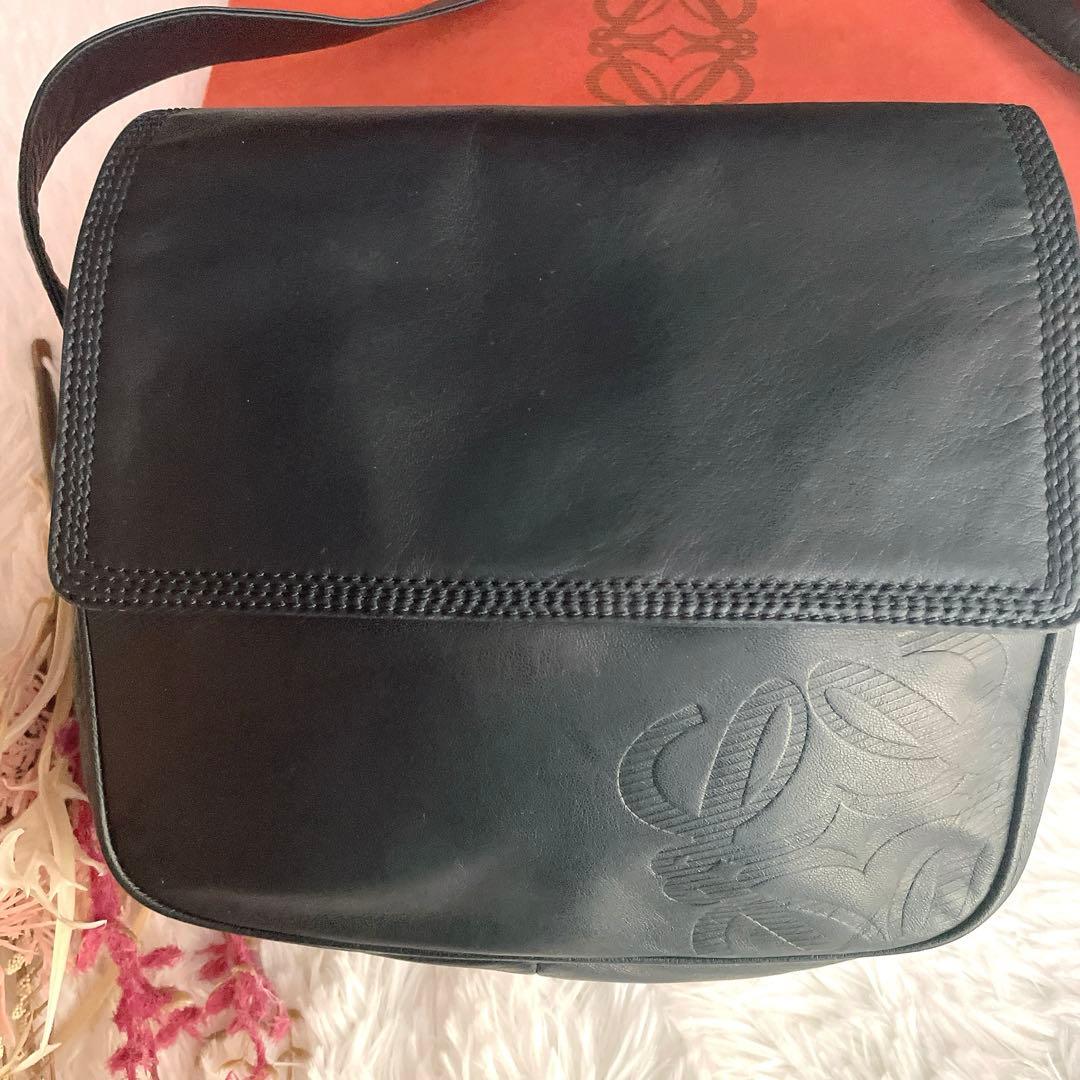 希少⭐︎LOEWE ネイビー アナグラム ナッパレザー 本革 ショルダー