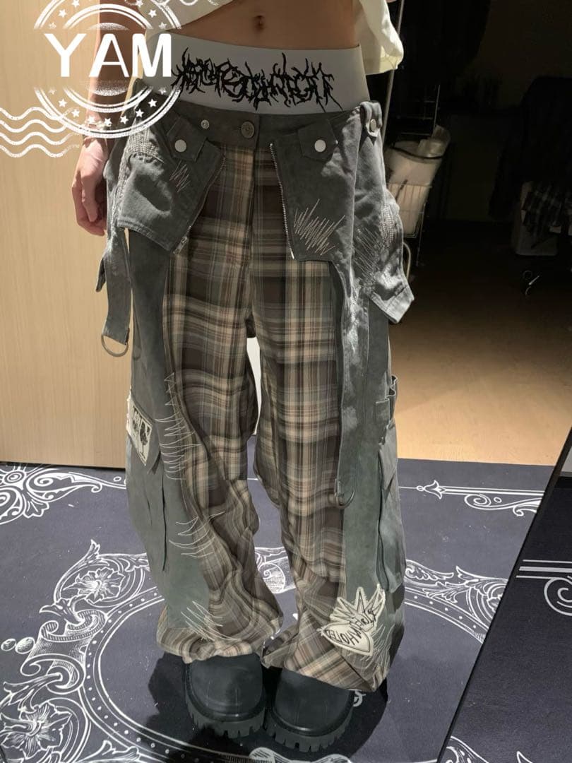 EMOBROTHER EMO Patchwork Trousers ワイドパンツ - メルカリ